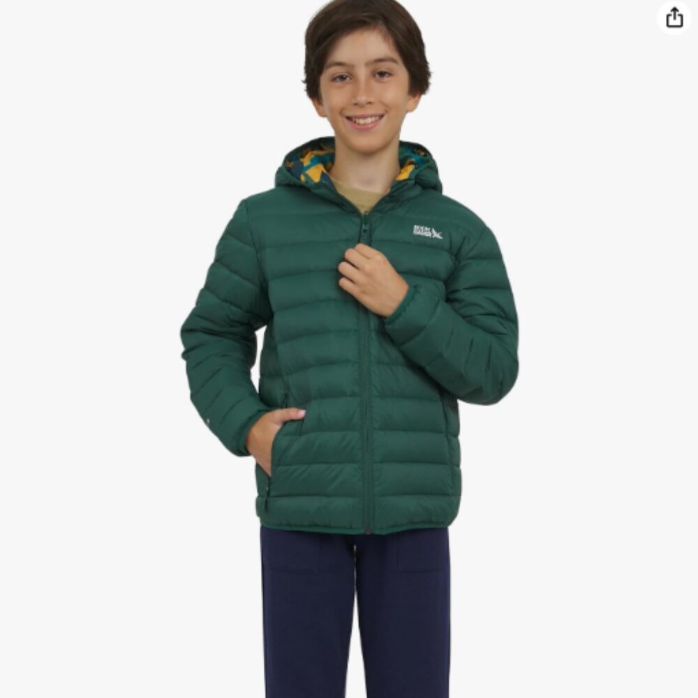 Eddie Bauer Reversible Down Puffer Jacket Youth - Mallard Green